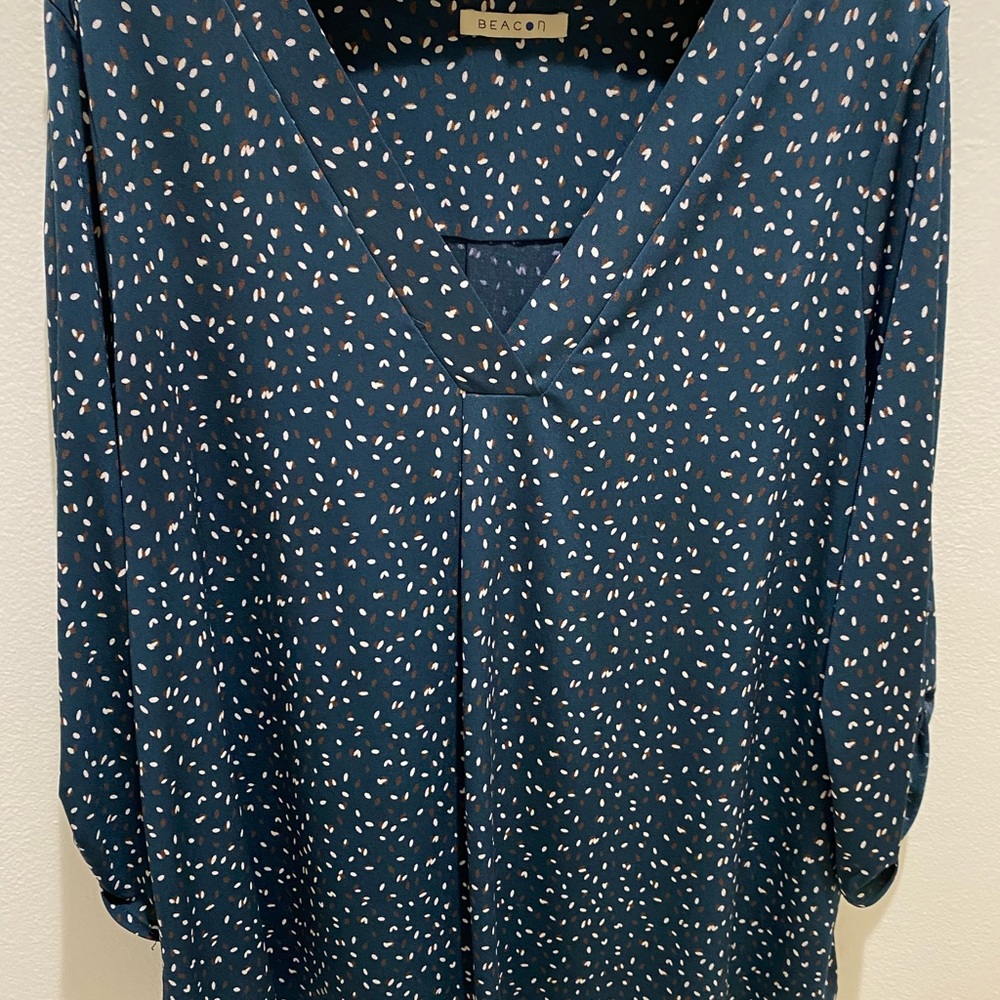 Beacon Teal and White Patterned Blouse